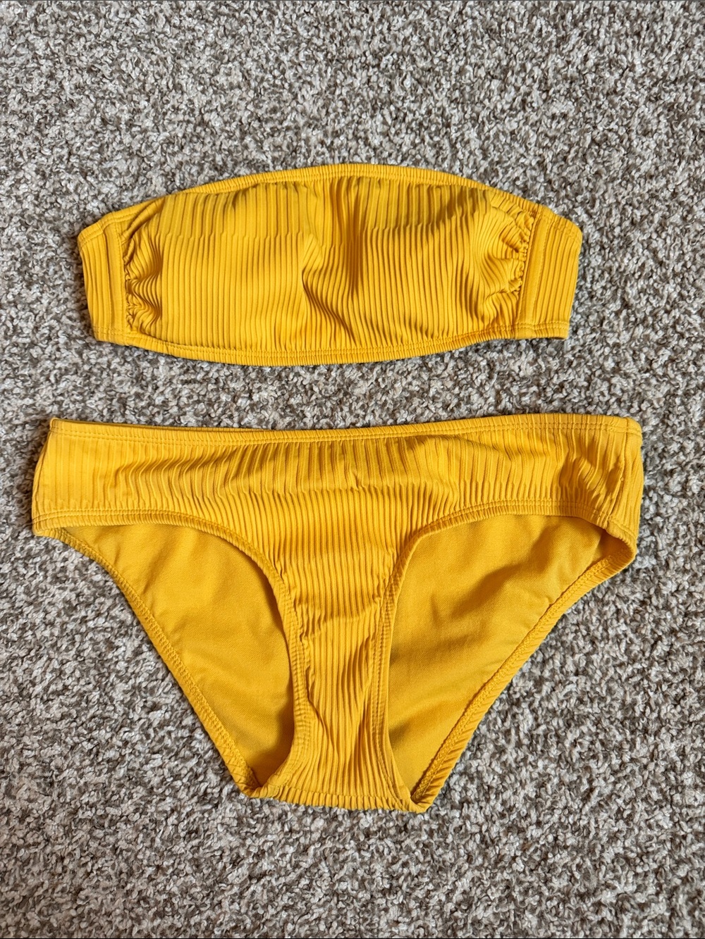 Xhilaration Yellow Ribbed Bandeau Bikini Set